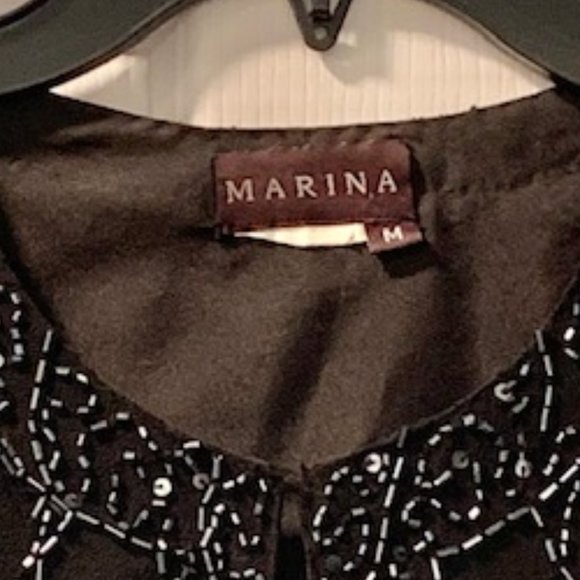 Beaded Black Chiffon Evening Jacket - Size M - Picture 2 of 5